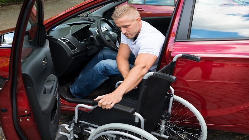 Man gets into car
