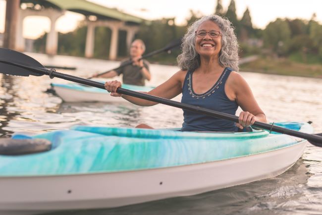 women in a kayak