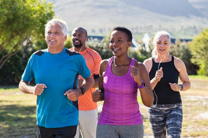 group of people running
