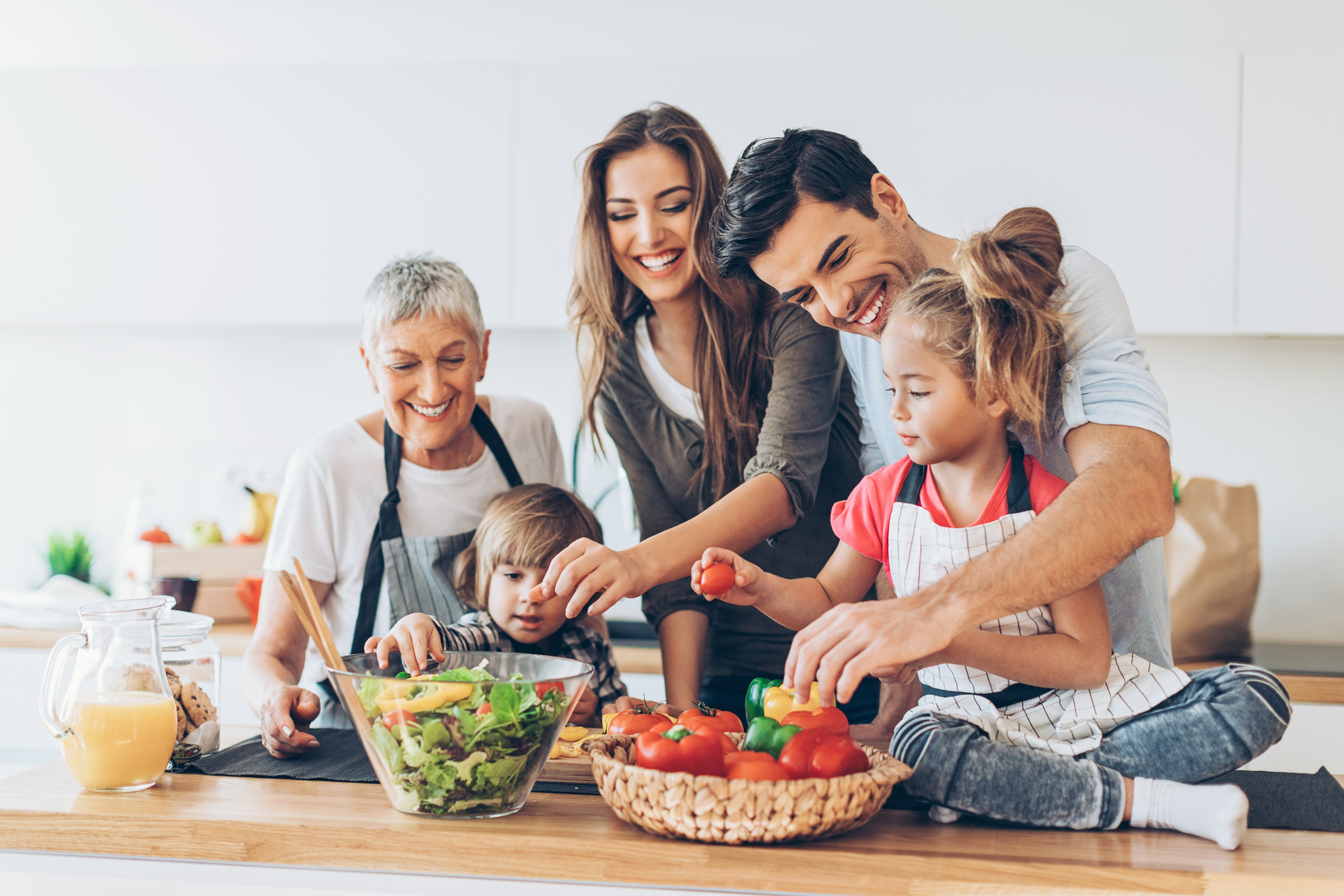 Family cooking together